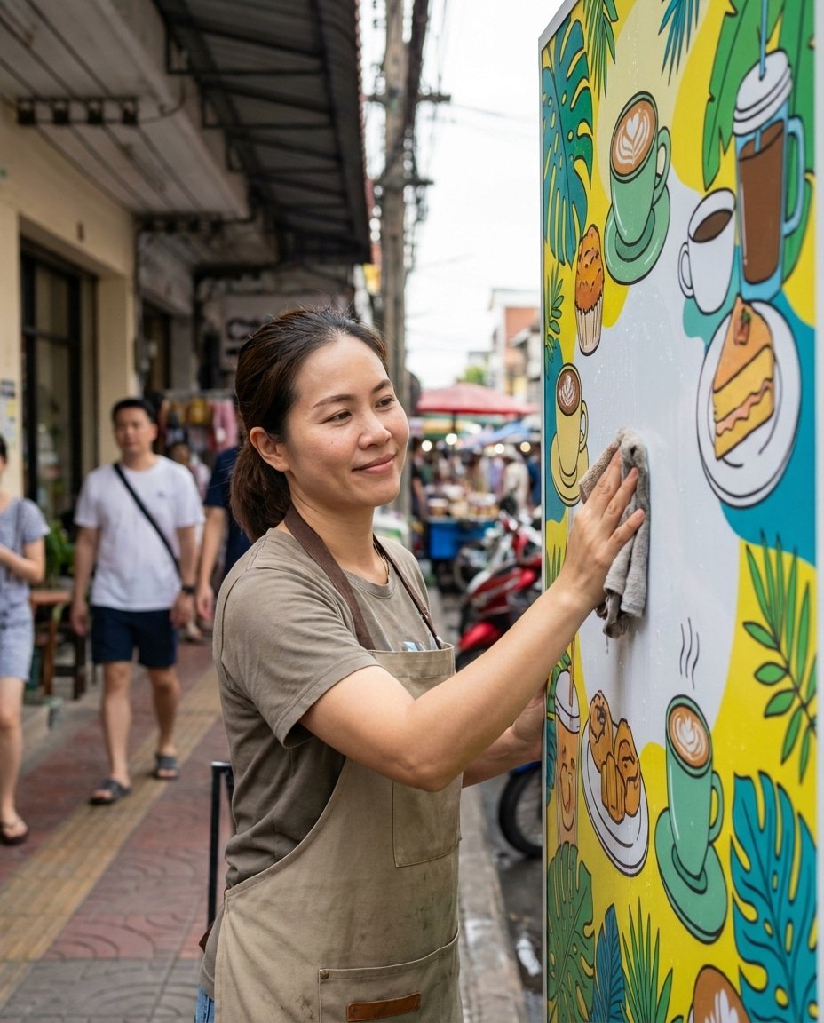 วิธีดูแลป้ายไวนิลและป้ายโฆษณาให้สีสดทนแดด ยืดอายุใช้งาน - maintain-outdoor-vinyl-signage