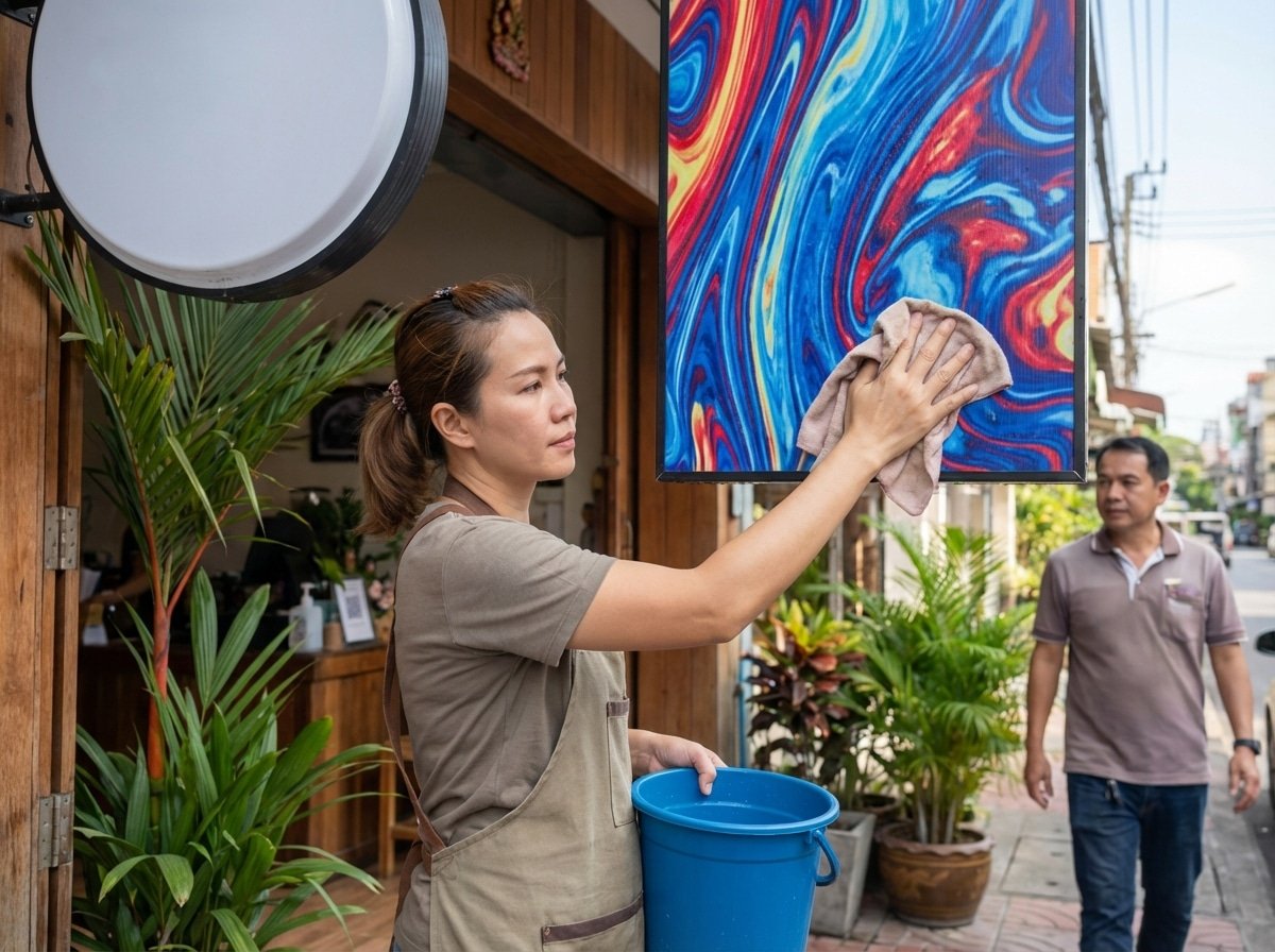 3 ทริคดูแลป้ายไวนิลหน้าร้าน ให้สีสดทนแดดทนฝนยืดอายุใช้งาน - maintain-vinyl-sign-tips