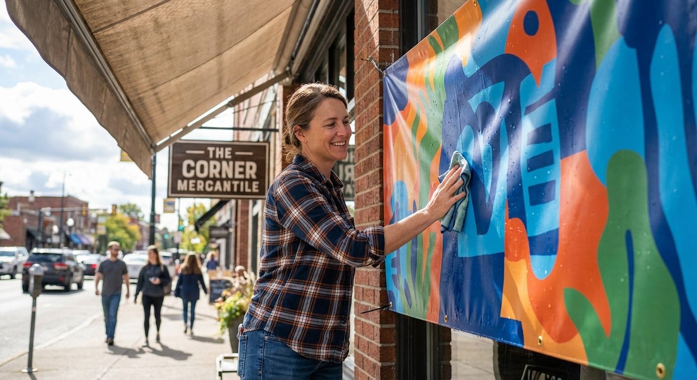 วิธียืดอายุป้ายไวนิลหน้าร้าน ให้สีสดทนแดดทนฝน - maintain-vinyl-signage-tips