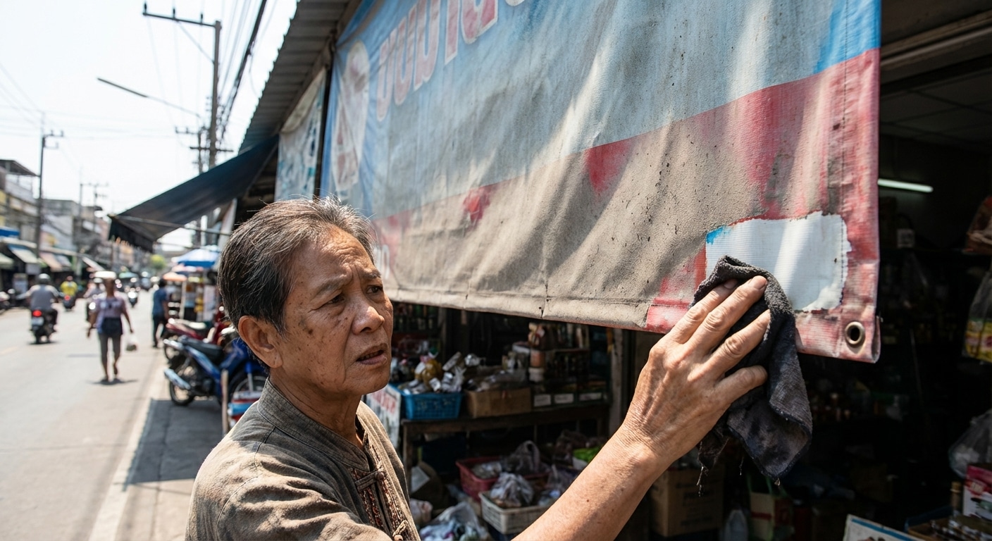 แดดเลีย สีซีด! 5 วิธีดูแล 'ป้ายไวนิลหน้าร้าน' ให้ดูใหม่เสมอ ท้าลมร้อนเมืองไทยปี 2026 - maintenance-outdoor-vinyl-signage-tips-2026