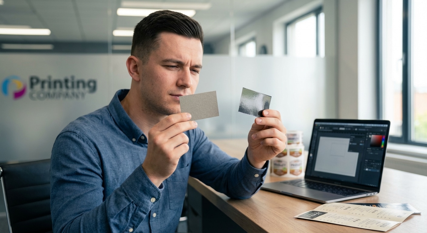 เคลือบด้าน VS เคลือบเงา เลือกอย่างไรให้นามบัตรและฉลากดูแพง - matte-vs-glossy-lamination-printing