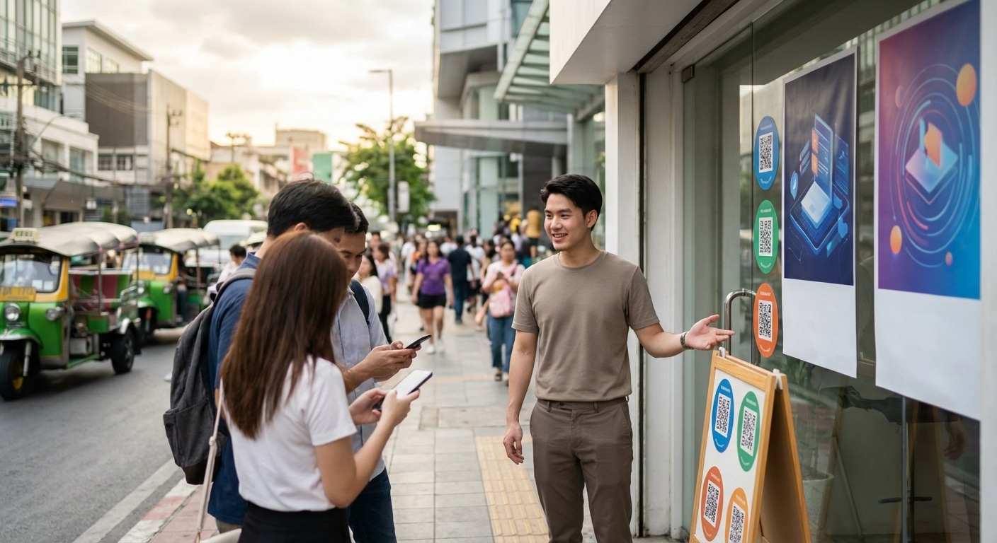 กลยุทธ์ O2O ปี 2026! ดึงลูกค้าด้วยป้ายโฆษณาและสติ๊กเกอร์ - o2o-marketing-print-banner-sticker