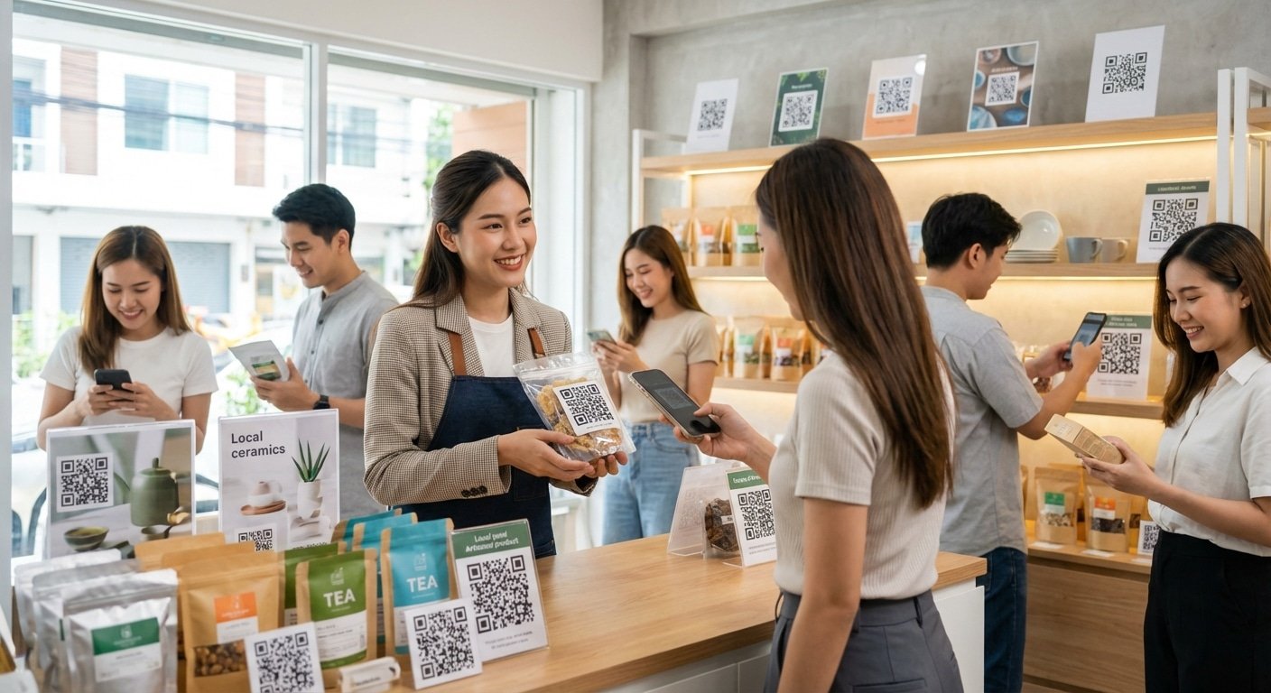 กลยุทธ์เพิ่มยอดขาย O2O: ดึงลูกค้าออนไลน์ด้วยฉลากสติ๊กเกอร์ - o2o-marketing-qr-sticker-label