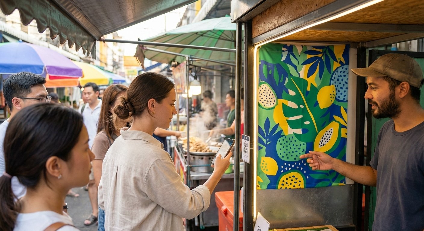 กลยุทธ์ O2O ปี 2026: ดึงลูกค้าเข้าร้านด้วยสติ๊กเกอร์ QR - o2o-qr-code-sticker-marketing