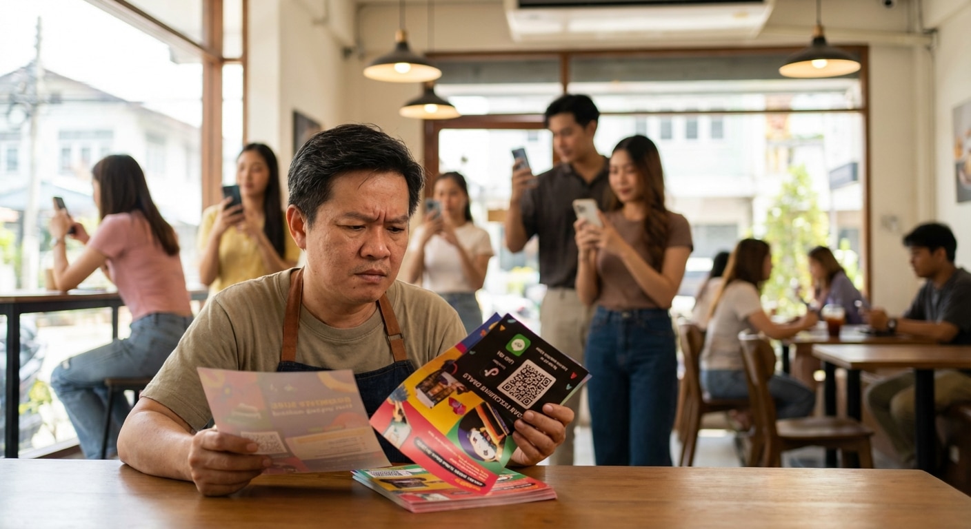 สวนกระแสค่าแอด! ใช้ 'ใบปลิว' ยุค 2026 ดึงลูกค้าเข้า App ได้จริง - offline-to-online-flyer-marketing-strategy-2026