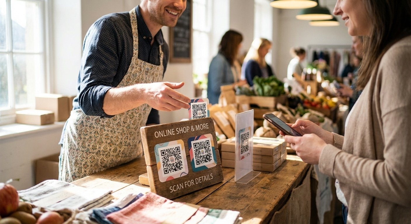 เทคนิคดึงลูกค้า Offline สู่ Online ด้วยสติ๊กเกอร์ QR Code - offline-to-online-qr-sticker