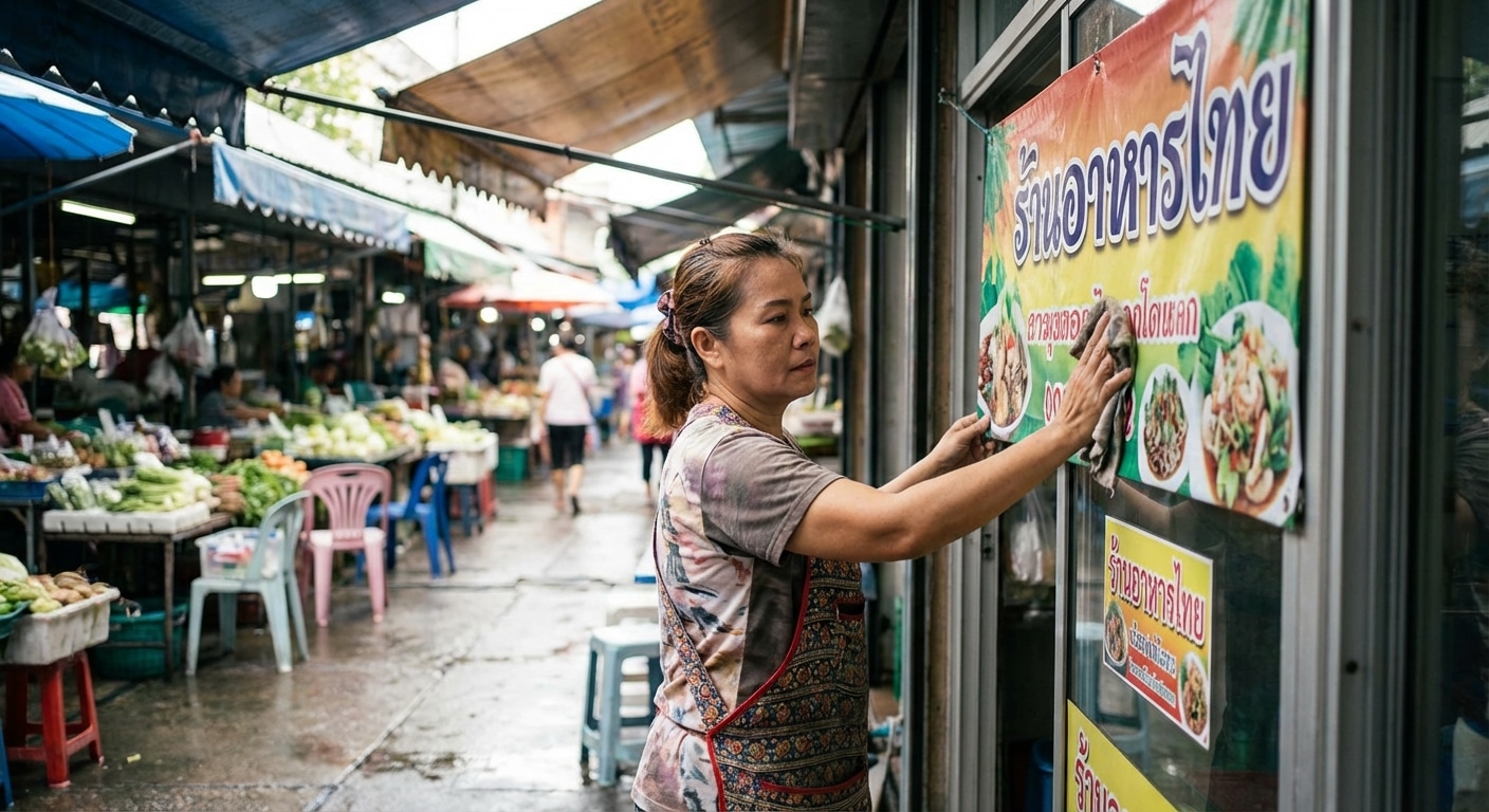 ทริคดูแลป้ายไวนิลและสติ๊กเกอร์หน้าร้านให้สีสดทนทาน - outdoor-sign-sticker-maintenance