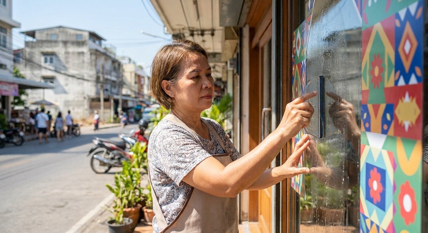 ยืดอายุสติ๊กเกอร์และป้ายหน้าร้านรับหน้าร้อน สีสดไม่ซีดไว - outdoor-sign-sticker-maintenance-summer