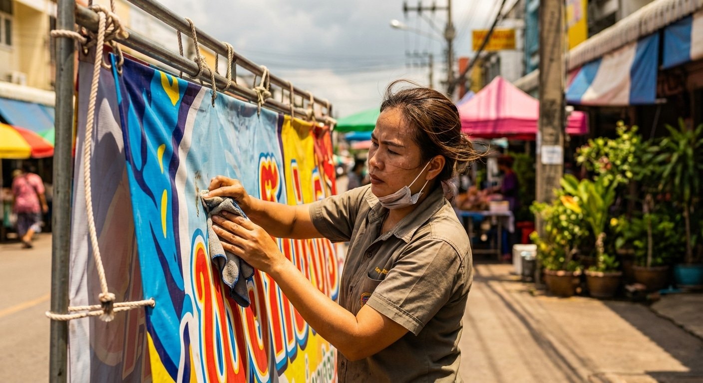 วิธีดูแลป้ายโฆษณาและไวนิลสู้แดดร้อนรับซัมเมอร์ 2026 - outdoor-sign-summer-maintenance