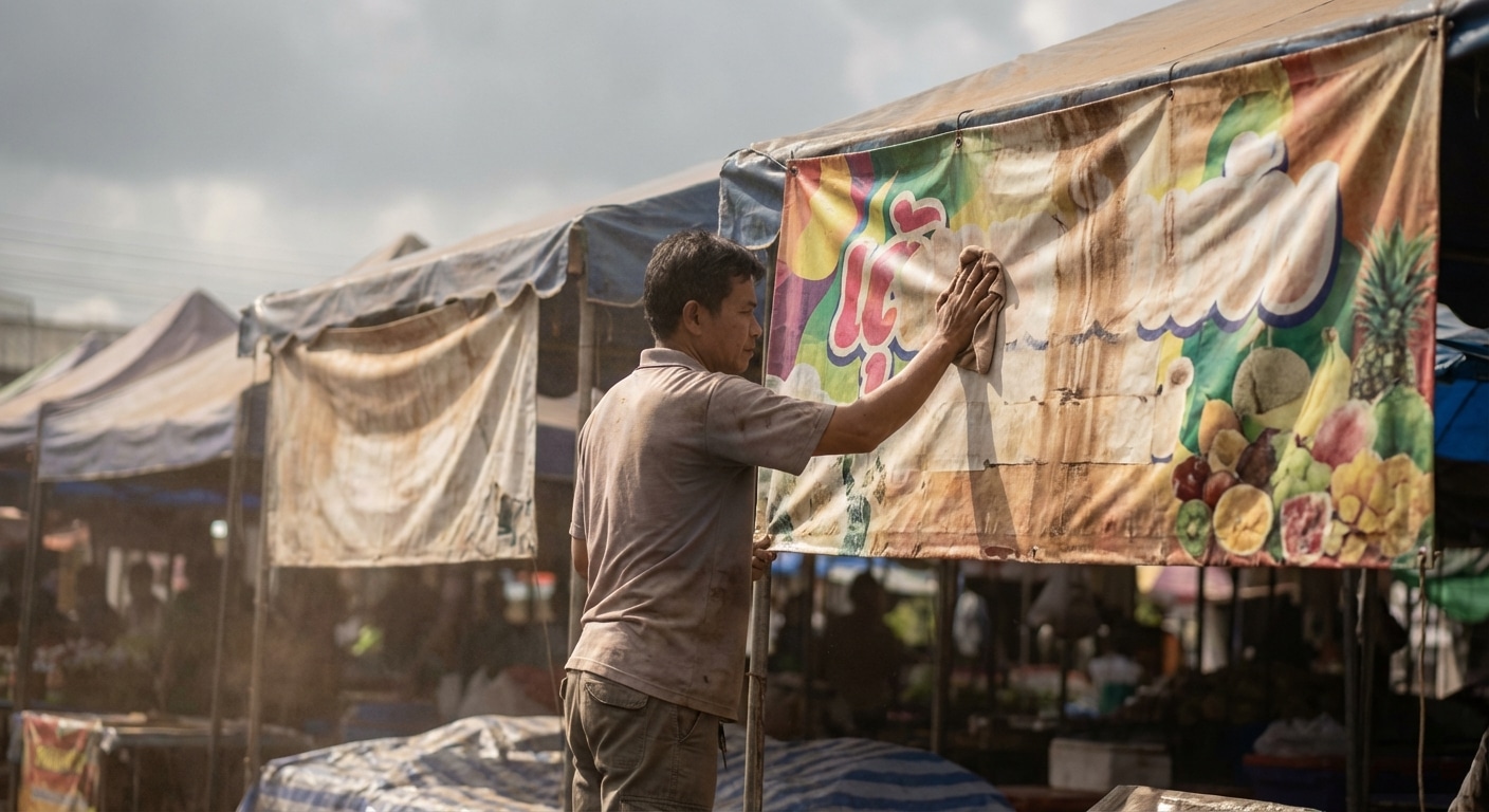 แดดปี 2026 ทำร้ายป้าย! วิธีดูแล 'ไวนิล-สติ๊กเกอร์' ให้สีสดนาน - outdoor-signage-maintenance-guide-2026