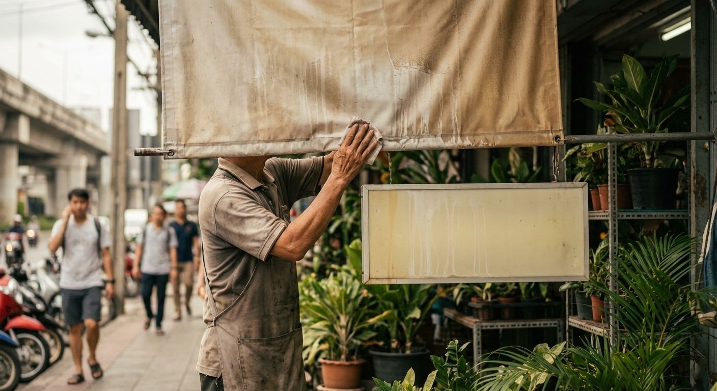 ป้ายร้านซีดไว? 4 วิธี 'ดูแลรักษาป้าย' สู้แดดฝนเมืองไทย ยืดอายุใช้งานปี 2026 - outdoor-signage-maintenance-thailand-weather-2026