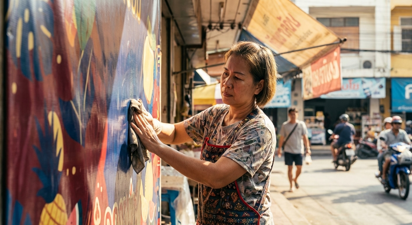 แดดแรงสีซีดไว! 4 วิธีดูแล 'ป้ายไวนิล-สติ๊กเกอร์' หน้าร้านให้สวยทน รับร้อนปี 2026 - outdoor-signage-maintenance-tips-summer-2026