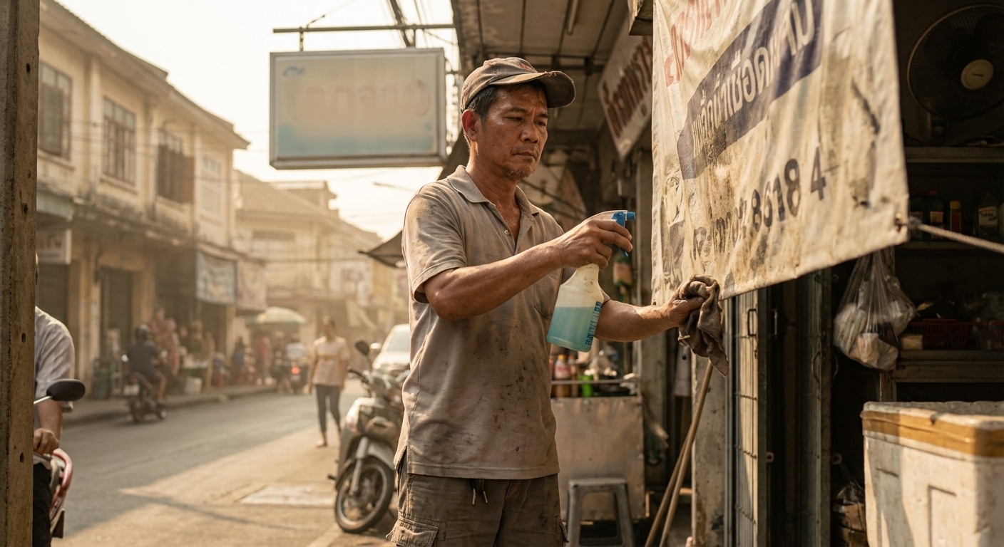 ป้ายหมองเพราะฝุ่น! วิธีดูแล 'ป้ายไวนิล-กล่องไฟ' ให้สีสดสู้แดดปี 2026 - outdoor-signage-maintenance-tips-summer-2026