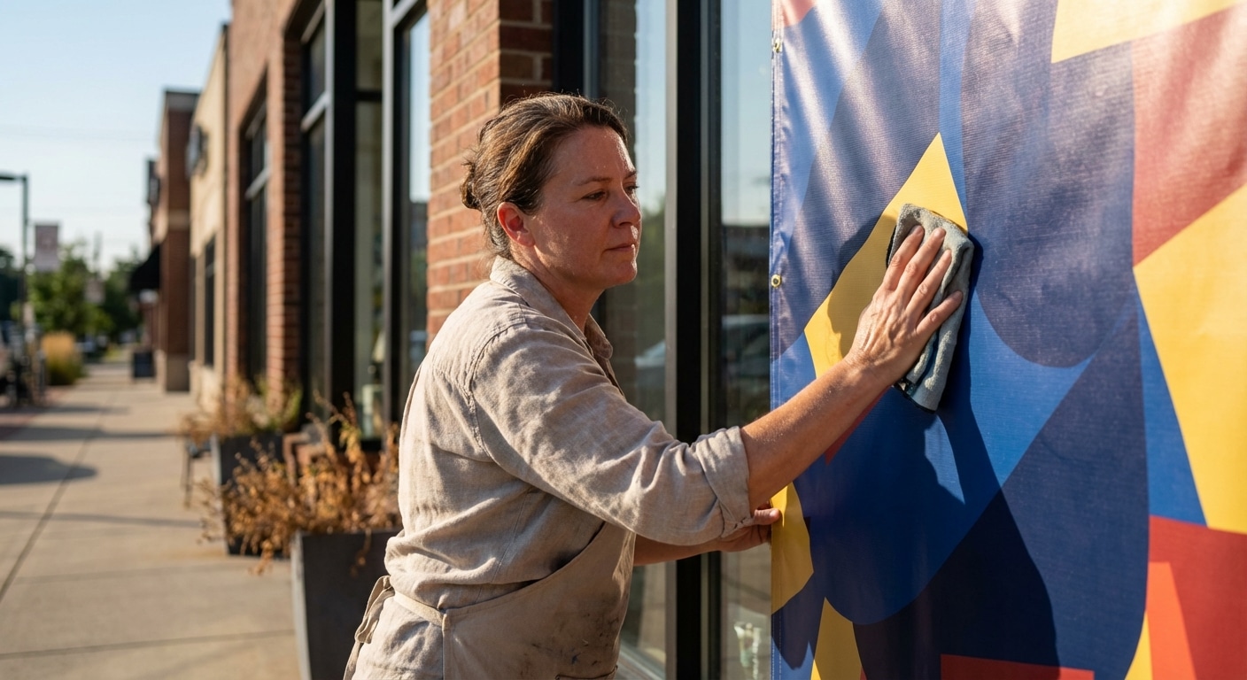 วิธีดูแลป้ายโฆษณาและสติ๊กเกอร์หน้าร้าน ให้สีสดทนแดดไม่ซีดไว - outdoor-signage-sticker-care