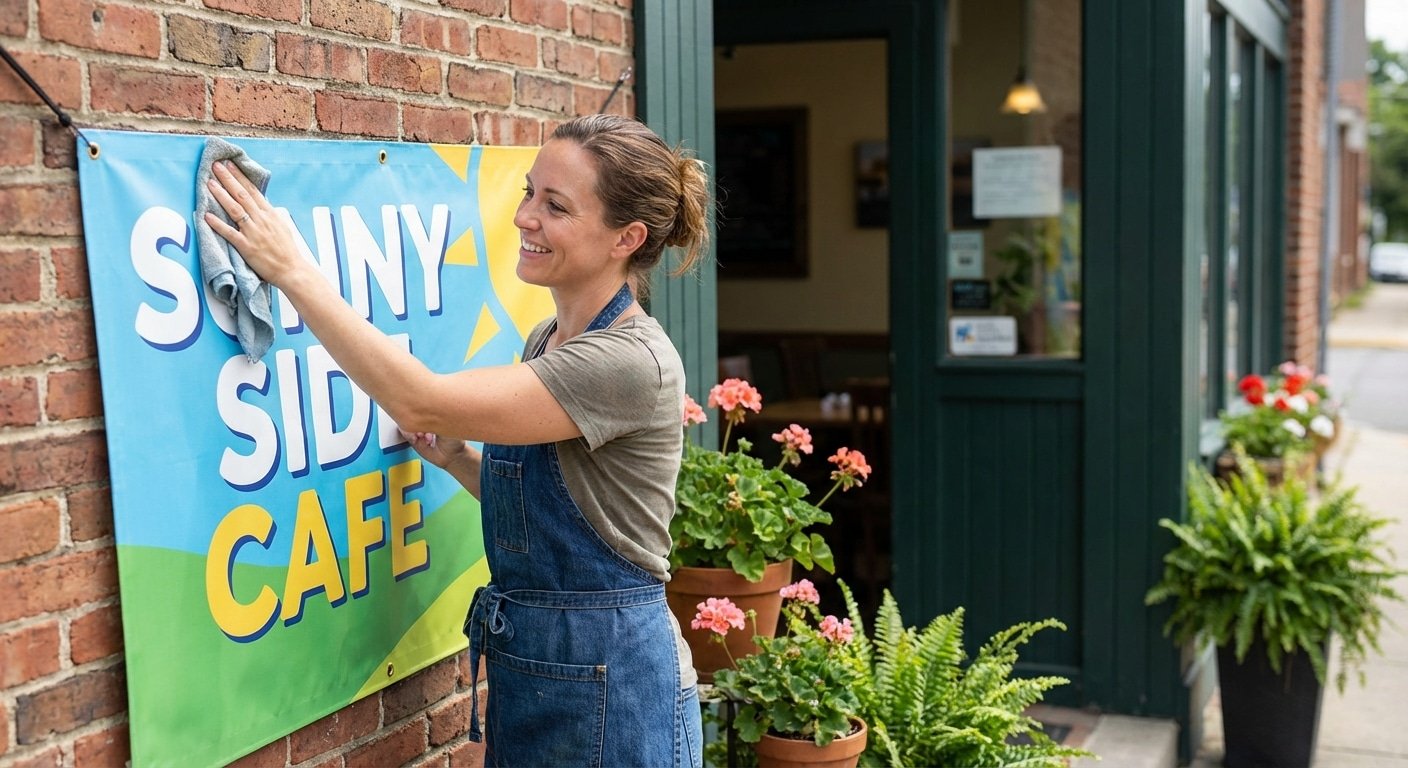 วิธีดูแลป้ายโฆษณาและสติ๊กเกอร์หน้าร้านให้ทนแดดทนฝน - outdoor-signage-sticker-maintenance