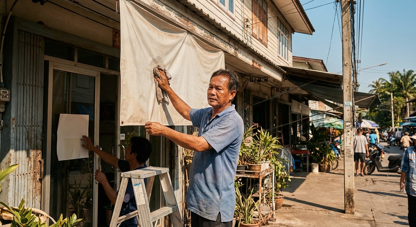 แดดแรงสีซีดไว! 5 วิธีดูแล 'ป้ายไวนิล-สติ๊กเกอร์' กลางแจ้งช่วงหน้าร้อน 2026 ให้สวยทน - outdoor-signage-sticker-maintenance-summer-2026