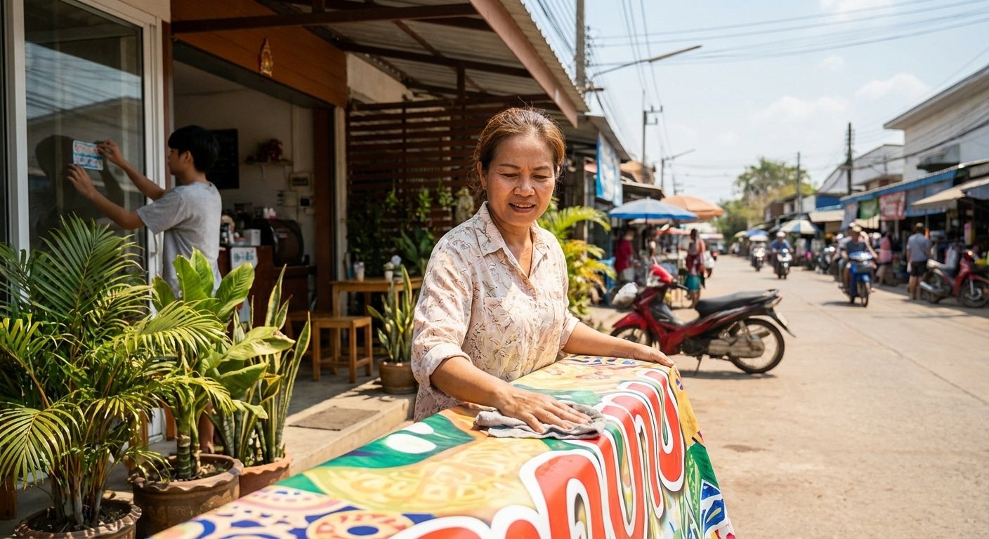 แดดแรงแค่ไหนก็ไม่ซีด! วิธีดูแล 'ป้ายไวนิล-สติ๊กเกอร์' ให้สีสดทนนานรับหน้าร้อน 2026 - outdoor-signage-sticker-maintenance-summer-2026