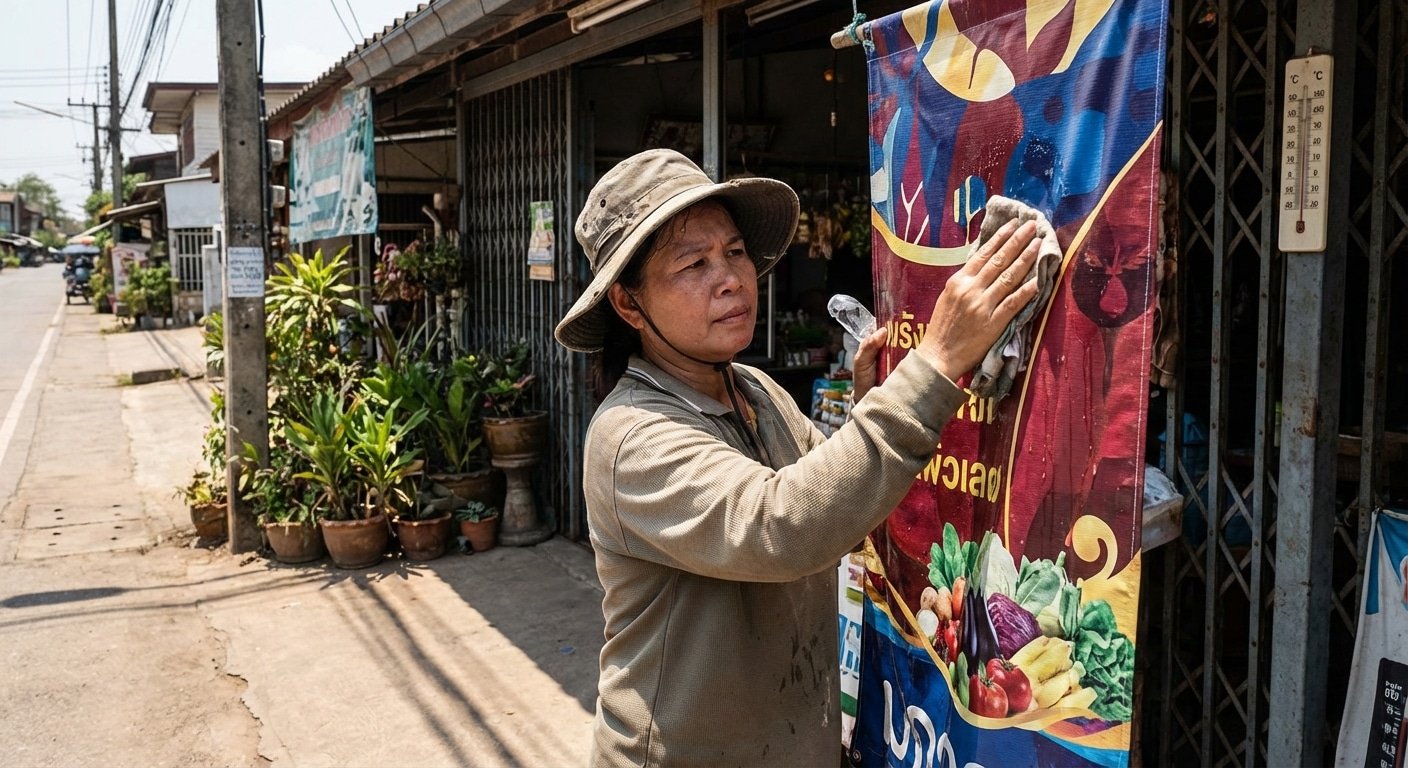 ทริคดูแลป้ายโฆษณาสู้แดดไทย ปี 2026 ให้สีสดทนทาน - outdoor-signage-vinyl-maintenance