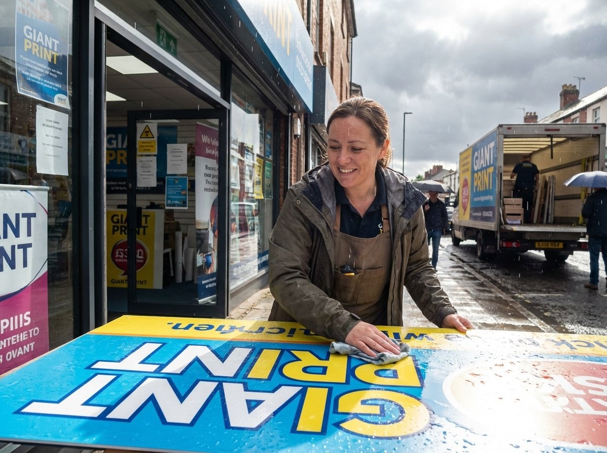 ทริคดูแลป้ายไวนิลและป้ายหน้าร้านให้สีสด ทนแดดทนฝน - outdoor-signage-vinyl-maintenance