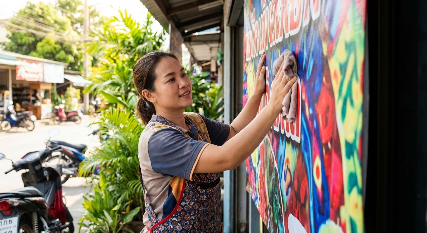 วิธีดูแลป้ายโฆษณา-ไวนิล ให้สีสดทนแดด ไม่ซีดจาง - outdoor-vinyl-banner-maintenance