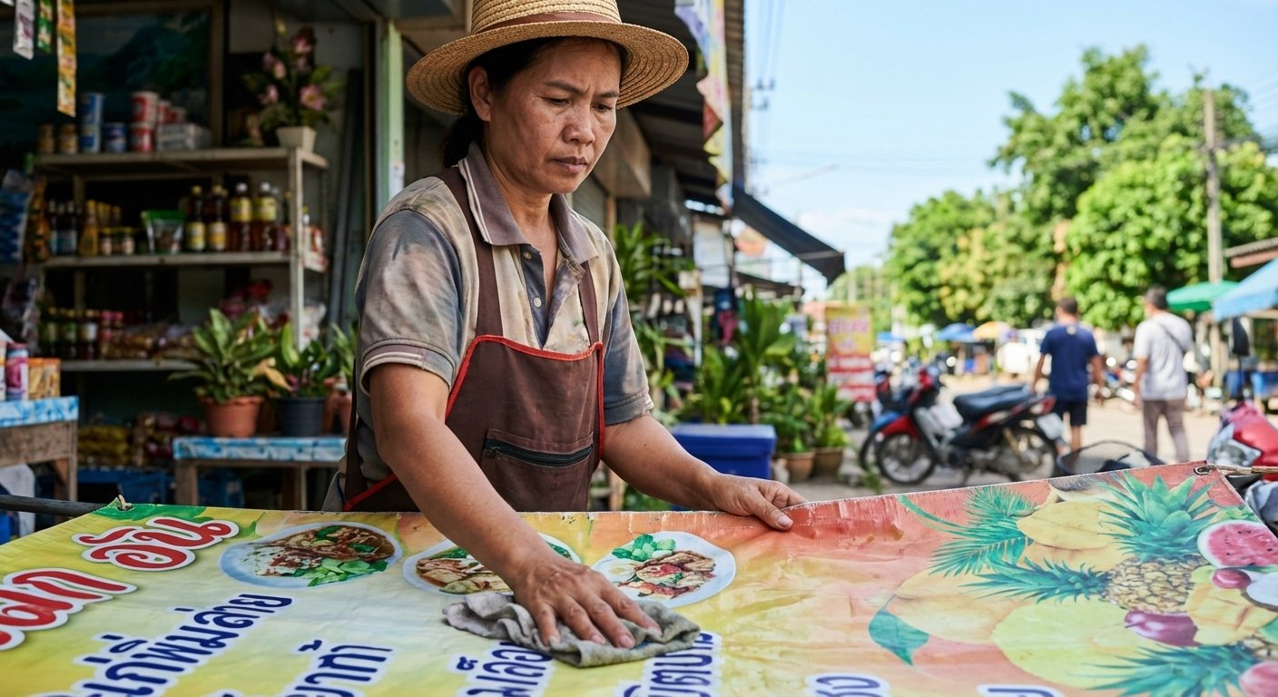 เทคนิคดูแลป้ายไวนิลหน้าร้าน สู้แดดเมืองไทย สีสดทนทาน - outdoor-vinyl-banner-maintenance