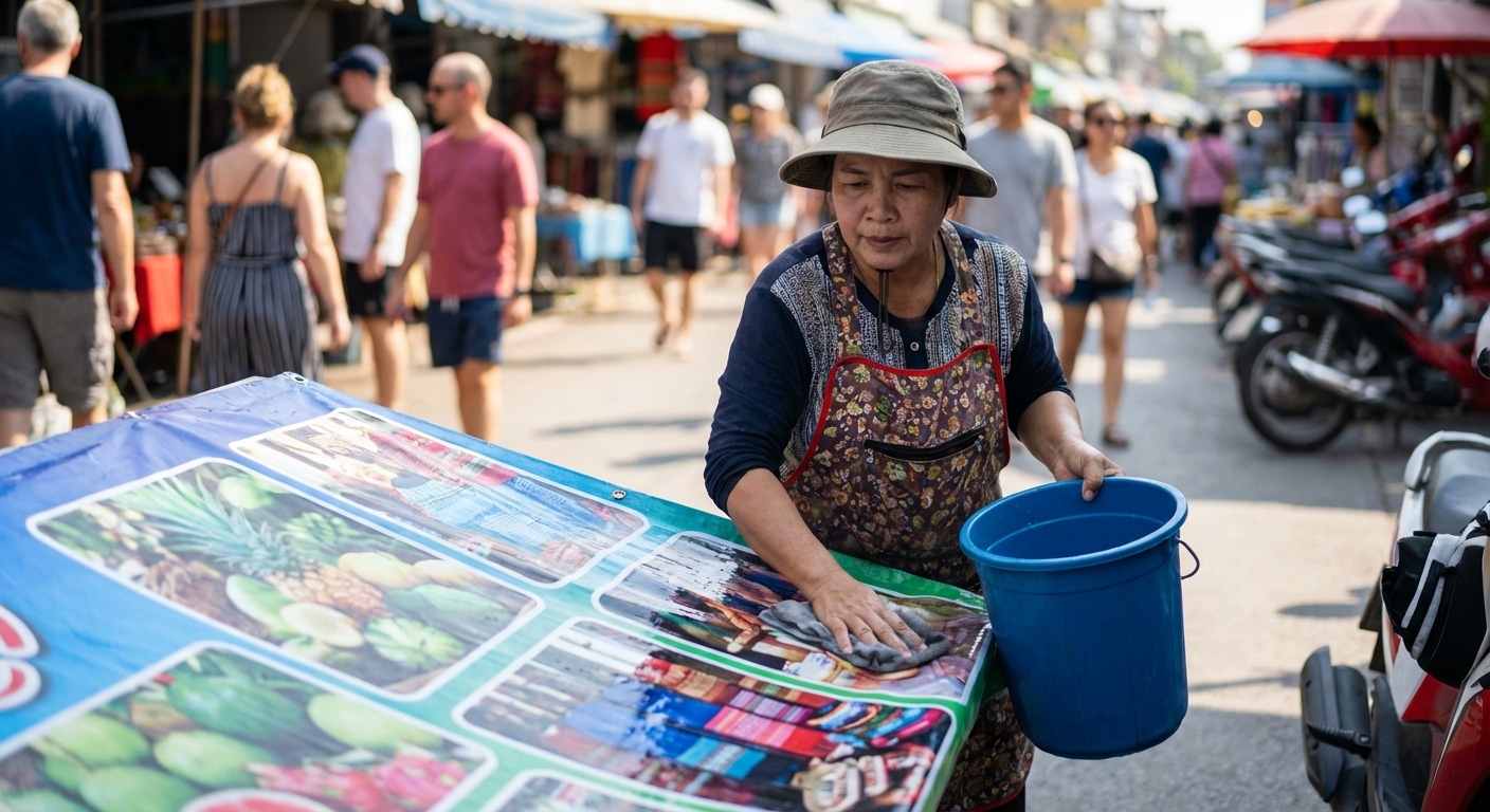 ทริคดูแลป้ายไวนิลหน้าร้าน ให้สีสดทนแดดทนฝน ยืดอายุใช้งาน - outdoor-vinyl-sign-maintenance