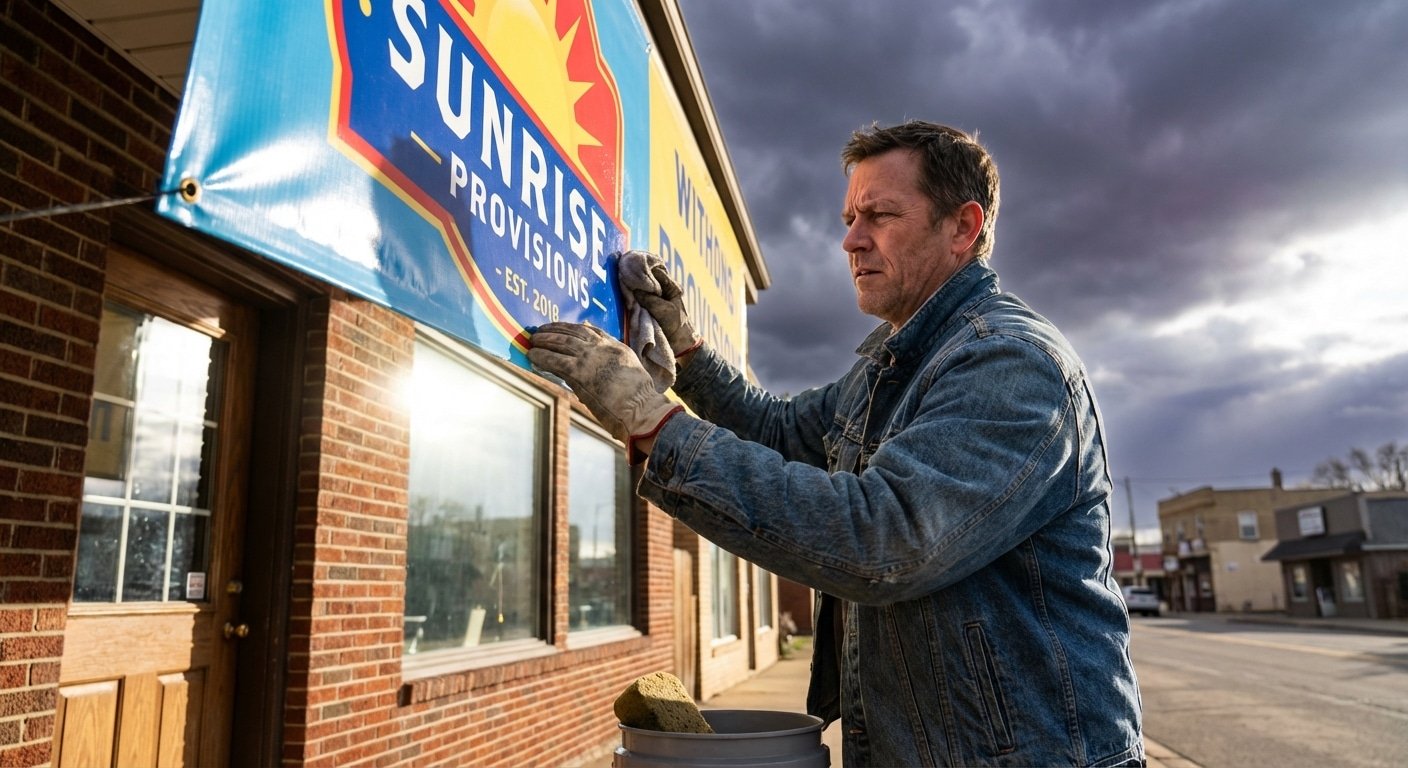 วิธีดูแลป้ายไวนิลหน้าร้าน รับพายุฤดูร้อน 2026 สีสดทนนาน - outdoor-vinyl-sign-maintenance