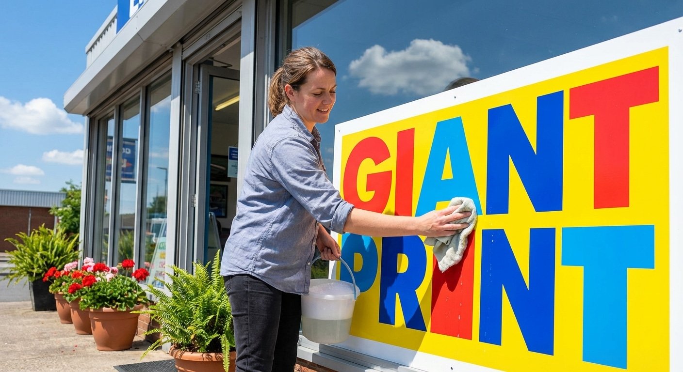 วิธีดูแลป้ายไวนิลหน้าร้าน ให้สีสดทนแดดทนฝน ใช้งานได้นาน - outdoor-vinyl-sign-maintenance