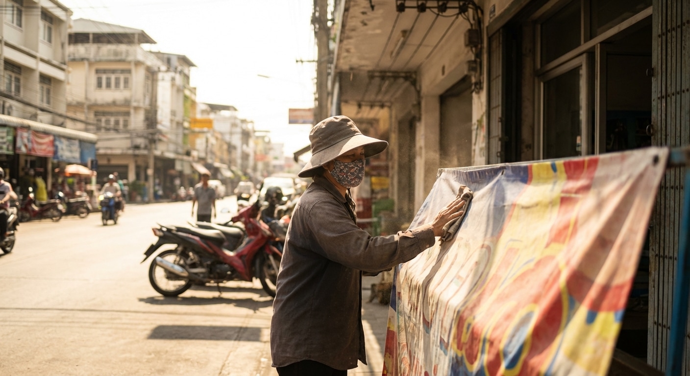 ป้ายซีดไวทำไง? 5 วิธีดูแลป้ายไวนิลให้สีสด ท้าแดดปี 2026 - outdoor-vinyl-sign-maintenance-tips-2026