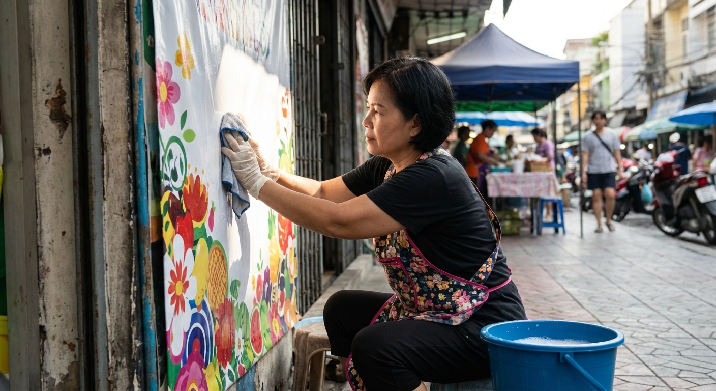 วิธีดูแลป้ายไวนิลหน้าร้านให้สีสด ทนแดดทนฝน ยืดอายุใช้งาน - outdoor-vinyl-signage-maintenance