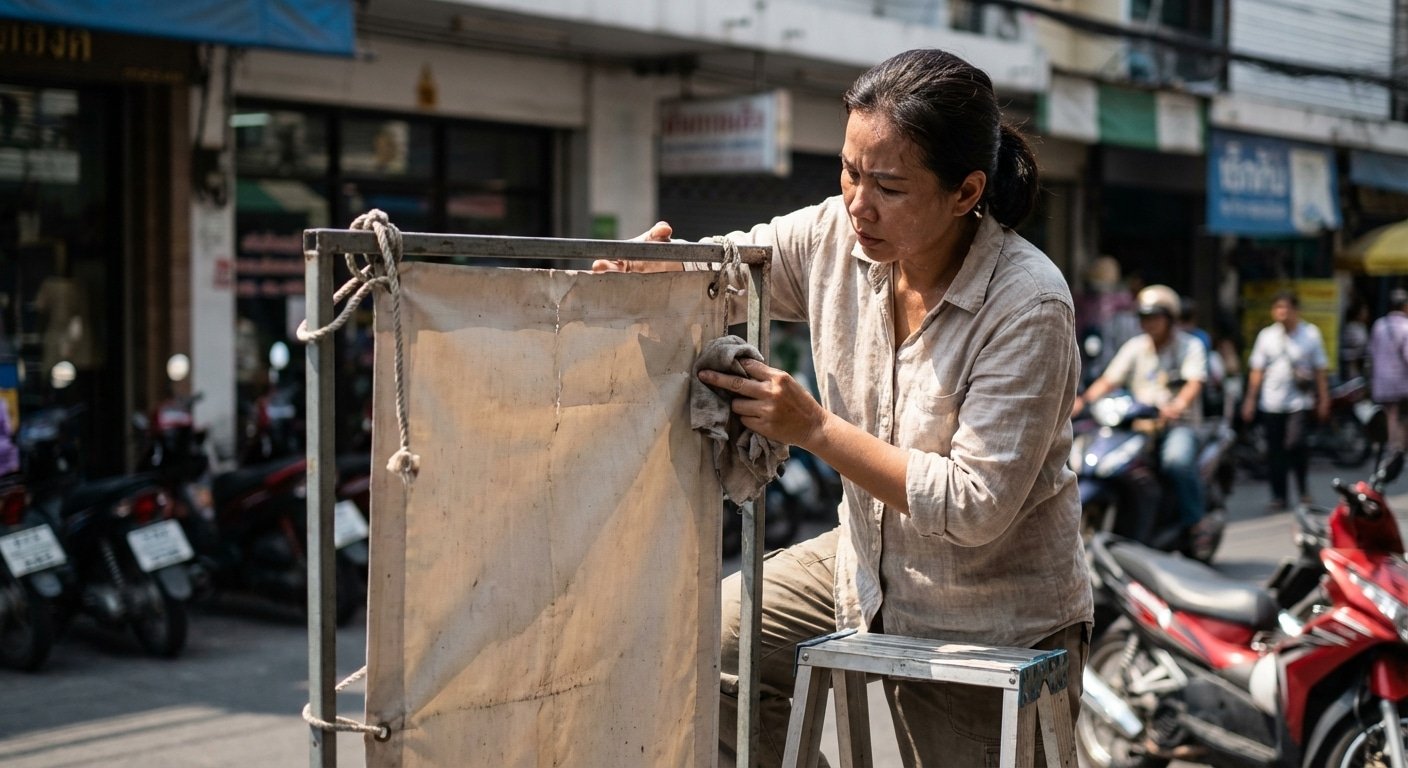 แดดแรงสีซีดไว! 4 วิธีดูแล 'ป้ายไวนิลหน้าร้าน' ให้สีสด คมชัด ไม่กรอบแตกรับร้อน 2026 - outdoor-vinyl-signage-maintenance-summer-tips-2026