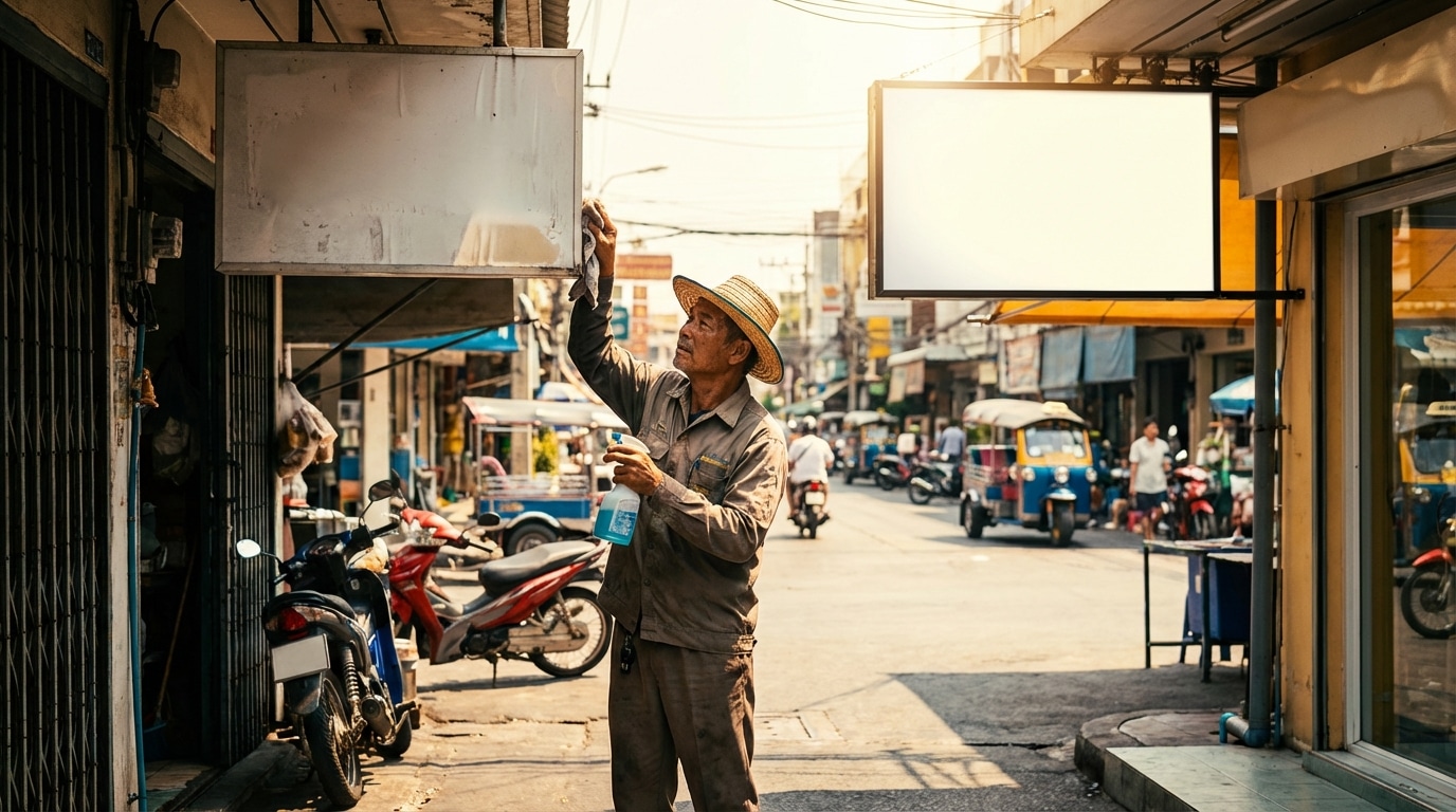 แดดแรงปี 2026 ทำป้ายซีดไว! แชร์วิธีดูแล 'ป้ายไวนิล' ให้สีสด สู้แดดเมืองไทย - outdoor-vinyl-signage-maintenance-sun-protection-2026