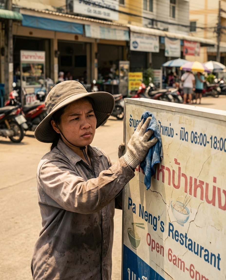 แดดแรงปี 2026 ทำป้ายซีดไว! เคล็ดลับ 'ดูแลป้ายไวนิล' ให้สีสด ลูกค้าเห็นชัดแม้อยู่กลางแจ้ง - outdoor-vinyl-signage-maintenance-tips-2026
