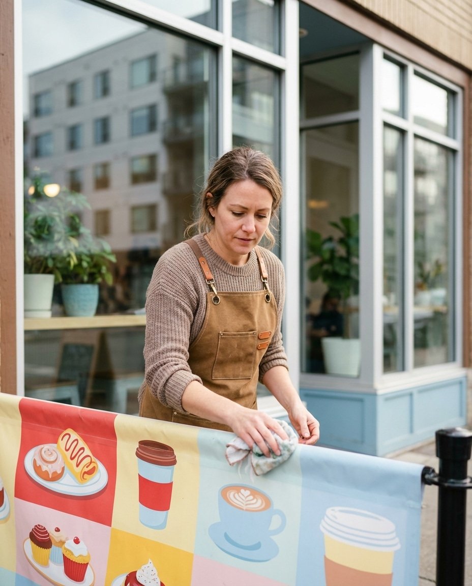 5 วิธีดูแลป้ายไวนิลและสแตนดี้กลางแจ้งให้สีสดทนนาน - outdoor-vinyl-standee-maintenance