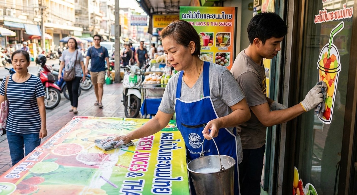วิธีดูแลป้ายไวนิลและสติ๊กเกอร์ติดกระจกให้สีสดทนแดด - outdoor-vinyl-sticker-care