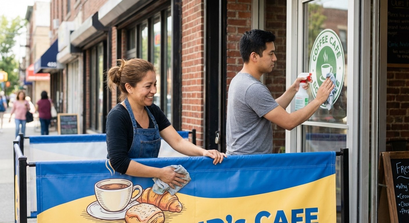 วิธีดูแลป้ายไวนิลและสติ๊กเกอร์ติดกระจกให้สีสด ทนแดดทนฝน - outdoor-vinyl-sticker-care