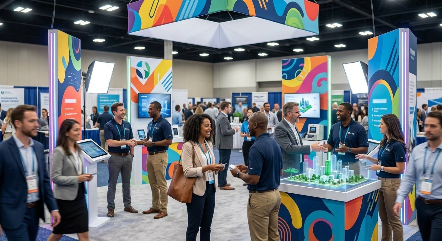 ขนาดป้ายไวนิล-สแตนดี้ ออกบูธยอดฮิต 2026 ดึงดูดลูกค้า - popular-booth-sign-sizes-2026