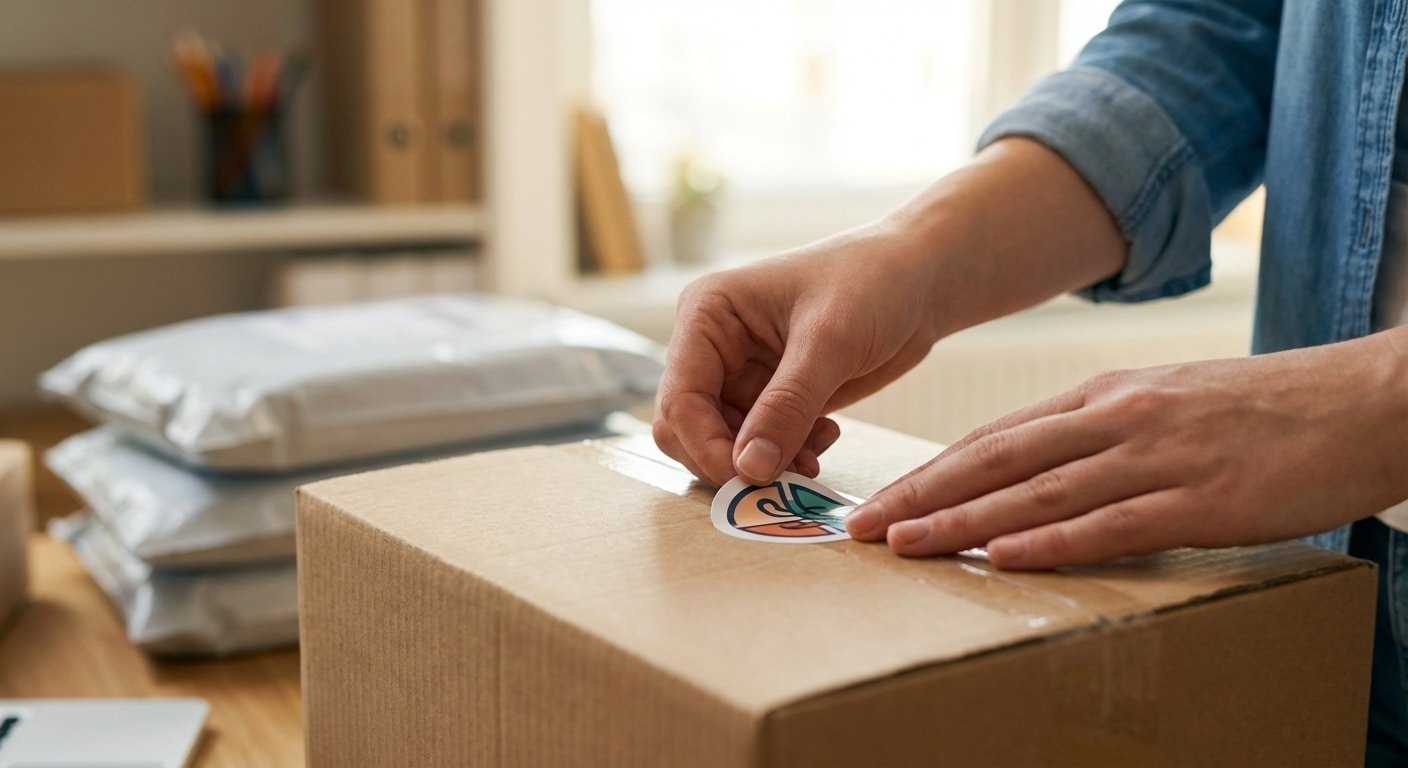 สติ๊กเกอร์ติดกล่องพัสดุ อัปเกรดแบรนด์ SME ให้ดูพรีเมียม - premium-parcel-box-sticker