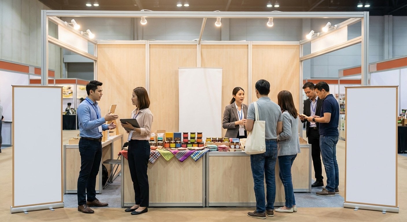 5 เทคนิคจัดบูธ SME ดึงลูกค้าด้วยป้าย Standee และ Roll-up - sme-booth-standee-rollup-tips