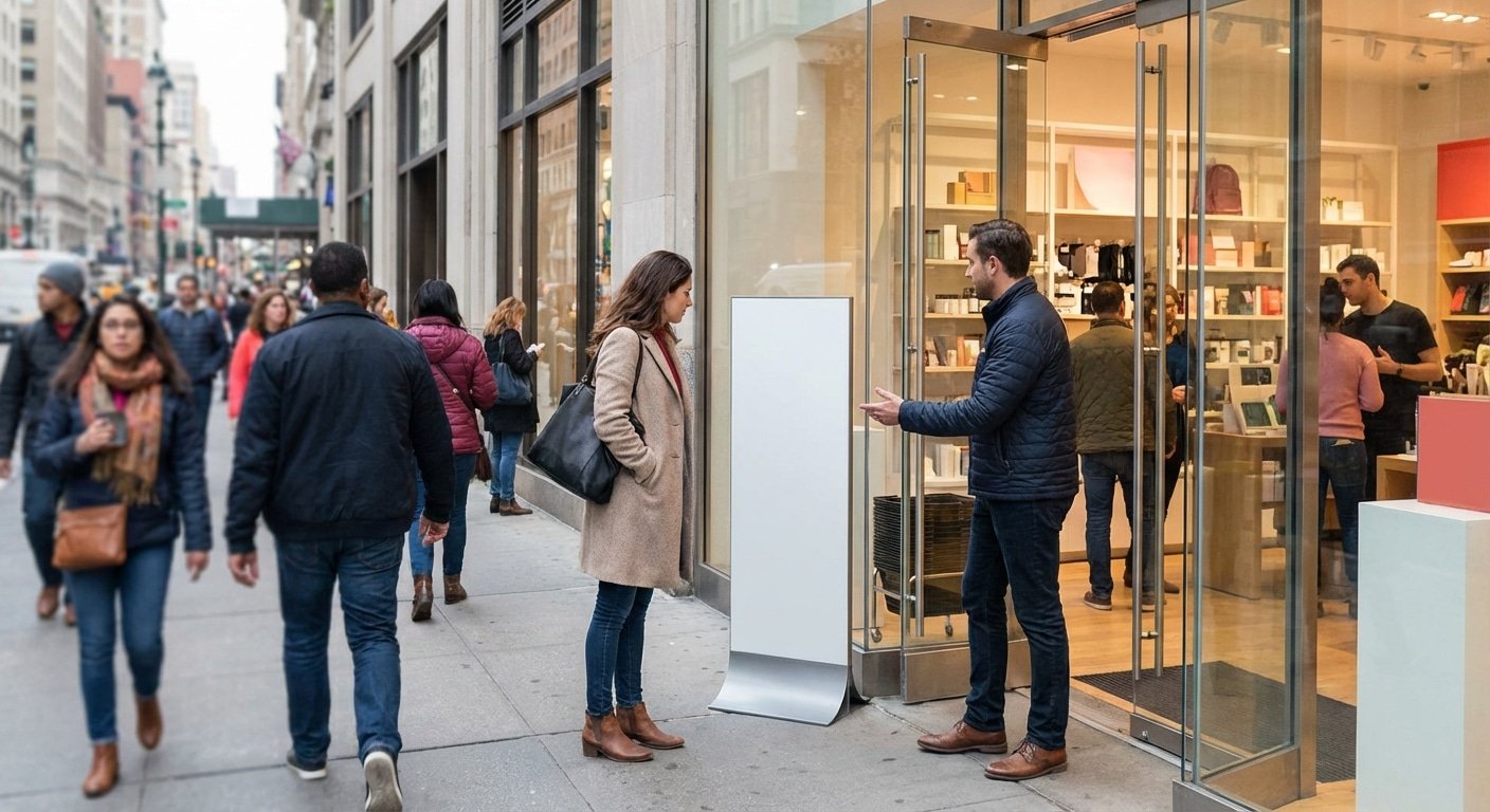 เทคนิคใช้ 'ป้าย Standee' เรียกลูกค้าหน้าร้าน ยอดขายพุ่ง! - standee-marketing-boost-sales