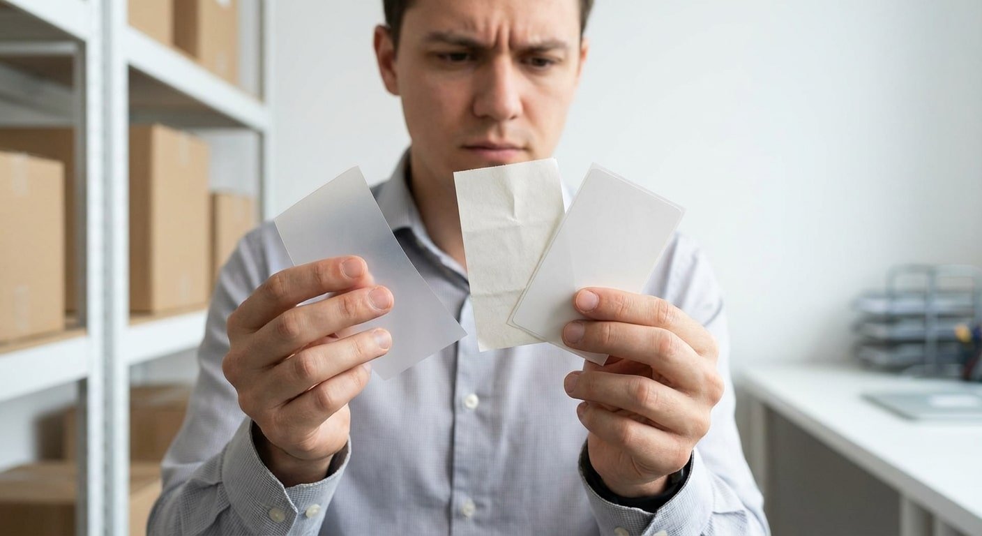 PP-PVC-กระดาษ ต่างกันยังไง? เลือกสติ๊กเกอร์ให้ถูกงาน ฉบับปี 2026 - sticker-material-comparison-pp-pvc-paper-guide-2026