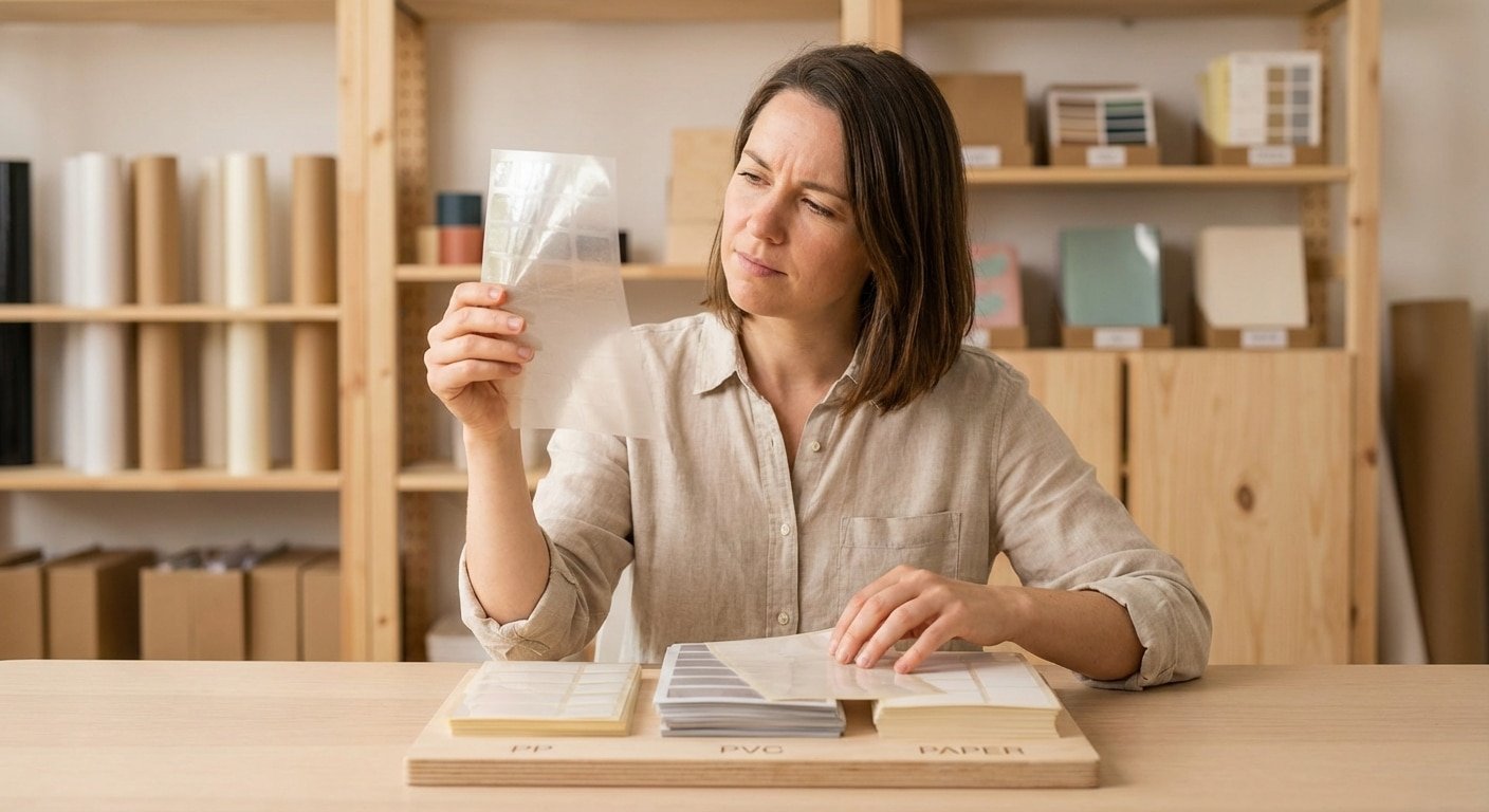 เลือกสติ๊กเกอร์แบบไหนดี? เทียบชัด PP, PVC, กระดาษ ฉบับ SME - sticker-material-guide-pp-pvc