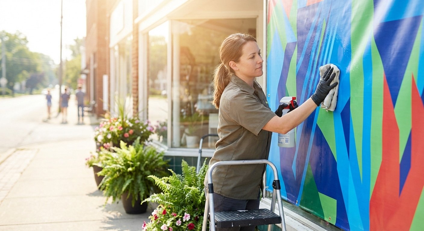 ทริคดูแลป้ายไวนิลหน้าร้าน ยืดอายุการใช้งาน สีสดทนแดด! - store-front-vinyl-maintenance