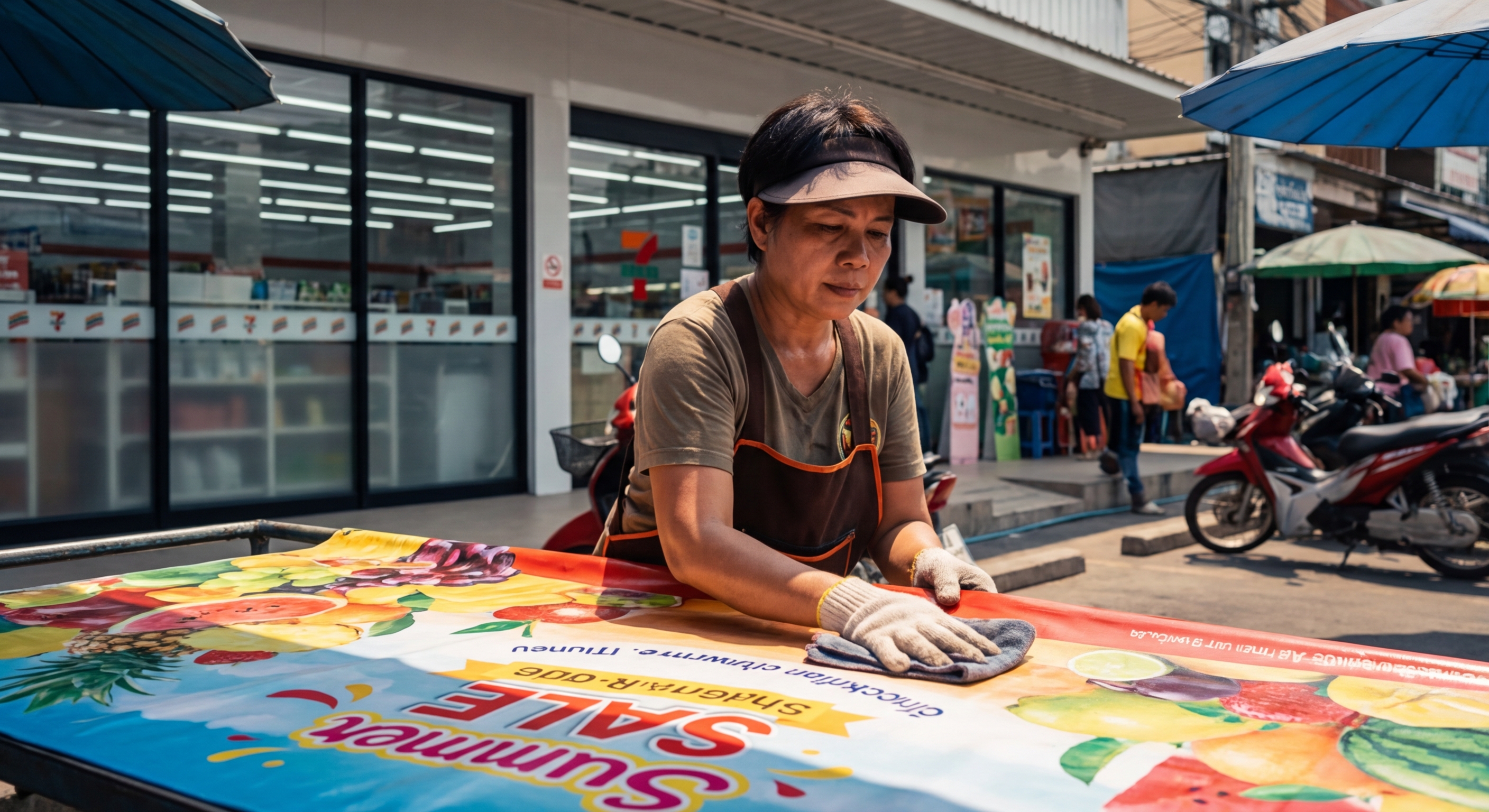 เทคนิคดูแลป้ายไวนิลรับหน้าร้อน 2026 สีสดทนทานไม่ซีด - summer-vinyl-sign-maintenance