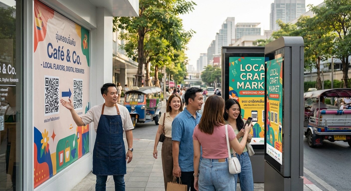 ทิศทางสื่อโฆษณาไทย 2026: ป้ายออฟไลน์กลับมาทำกำไรให้ SME - thai-offline-signage-trends-2026