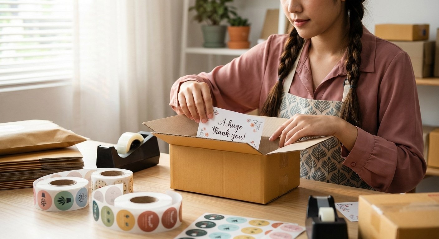 เพิ่มยอดขายซื้อซ้ำด้วย สติ๊กเกอร์และการ์ดขอบคุณ - thank-you-card-marketing-print