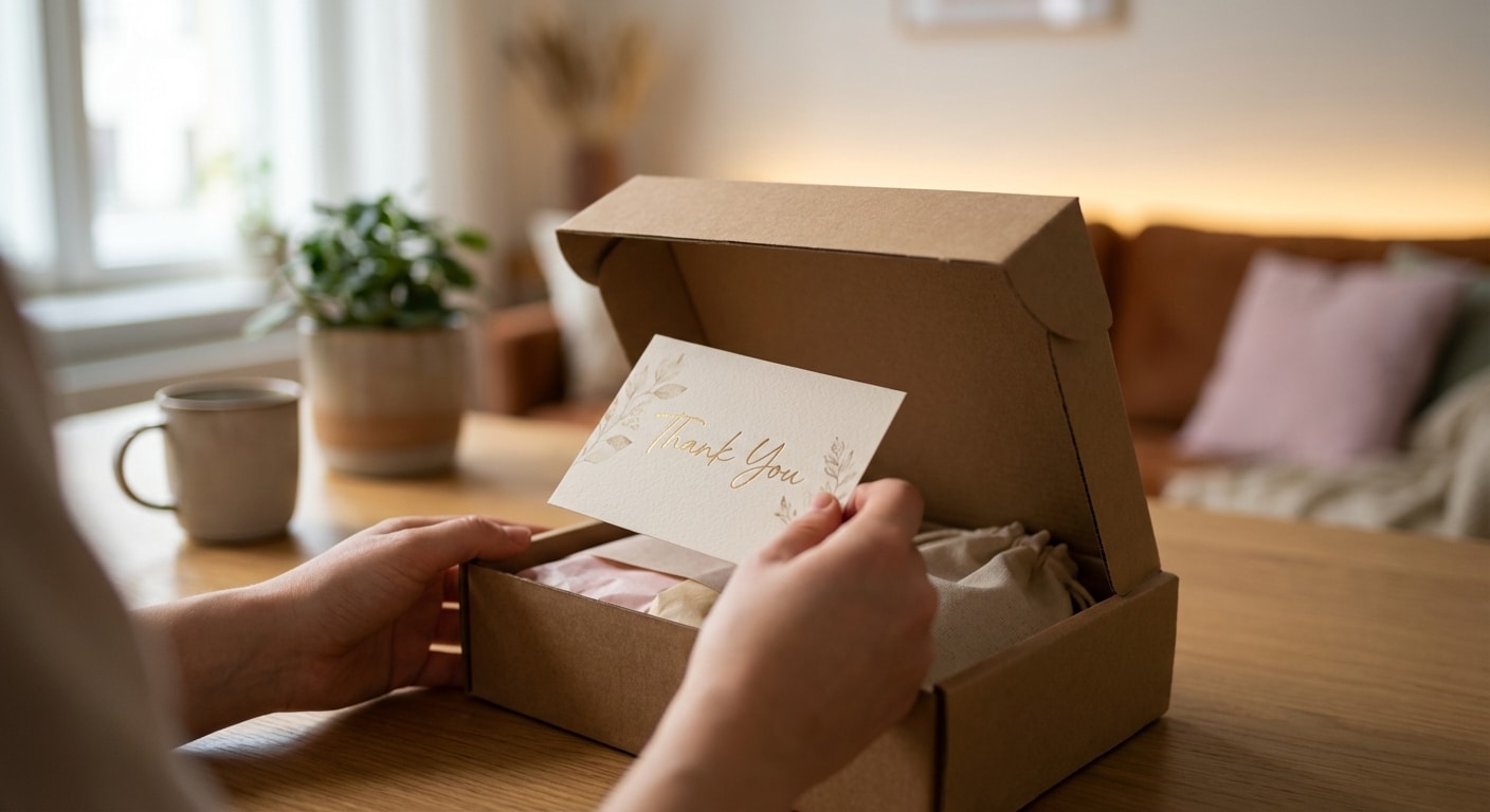 จิ๋วแต่แจ๋ว! สร้าง 'Unboxing Experience' มัดใจลูกค้าปี 2026 ด้วยการ์ดขอบคุณใบเดียว - unboxing-experience-thank-you-card-branding-2026