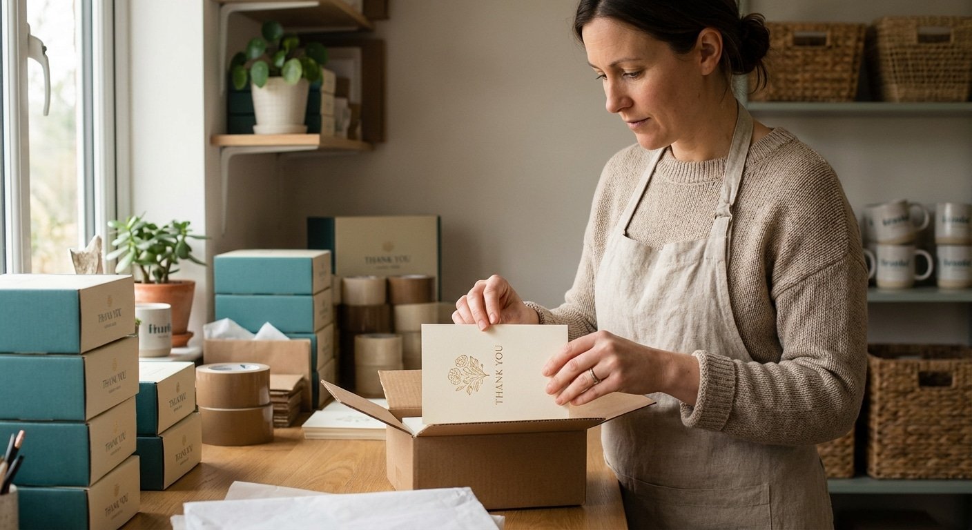 การตลาดสิ่งพิมพ์ 2026! เพิ่มยอดซื้อซ้ำด้วยการ์ดขอบคุณลูกค้า - unboxing-thank-you-card-marketing