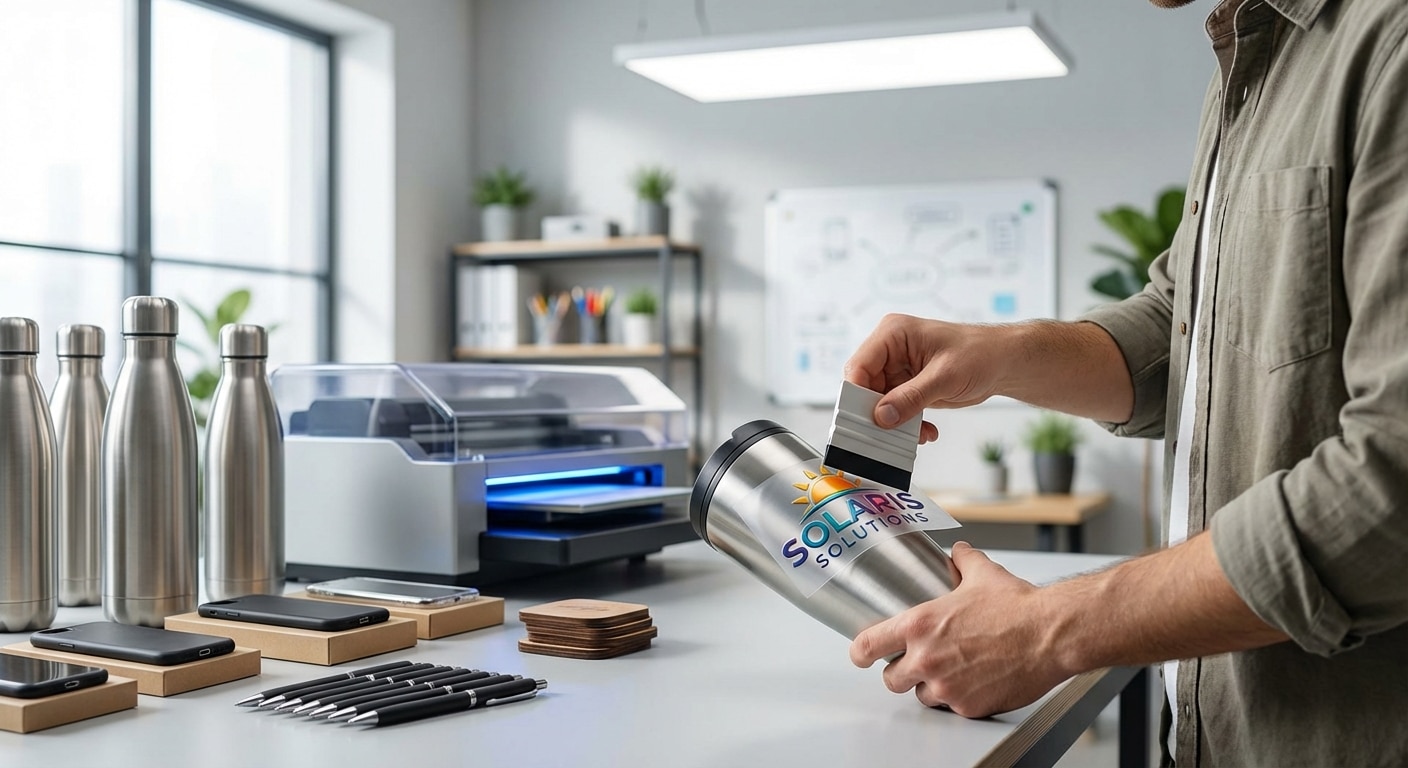 สกรีนแก้วไม่ต้องสั่งเป็นพัน! เจาะลึก 'UV DTF' ปี 2026 พิมพ์โลโก้ติดได้ทุกพื้นผิว ไม่ง้อบล็อก - uv-dtf-printing-technology-premium-gift-2026