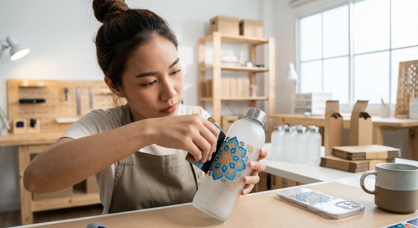 รู้จัก 'UV DTF' 2026! สติ๊กเกอร์แปะแก้วเองได้ นูนเหมือนสกรีน - uv-dtf-sticker-crystal-label-2026